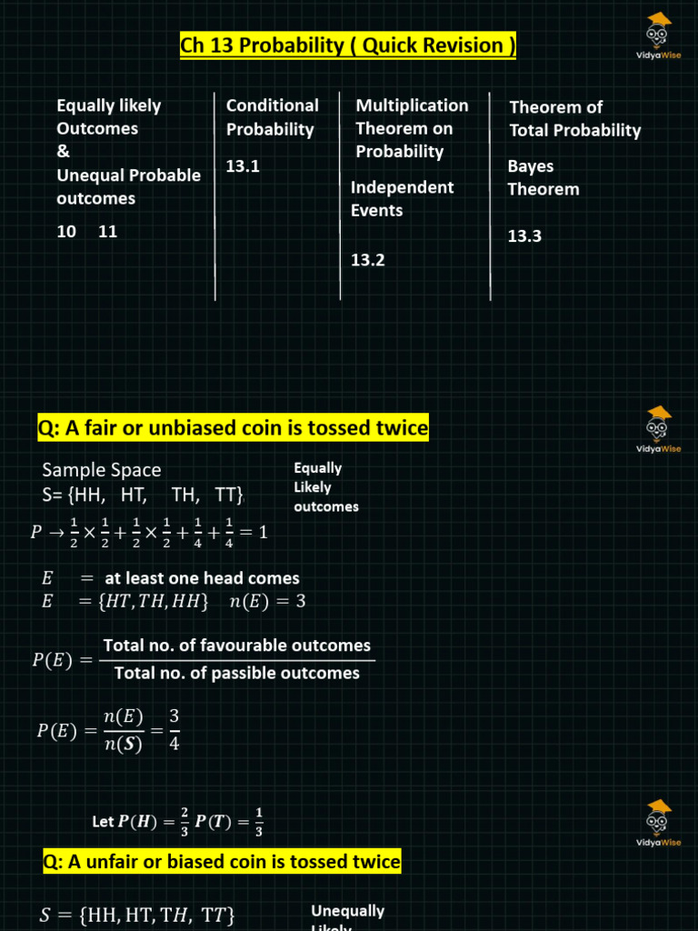 Ch 13 Probability Quick Revision (1) | PDF | Probability | Applied ...