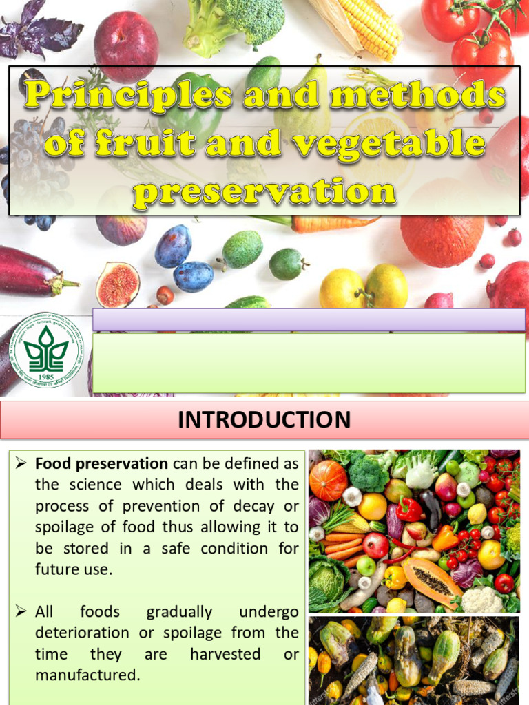 321 Methods of fruit and vegetable preservation | PDF | Food ...