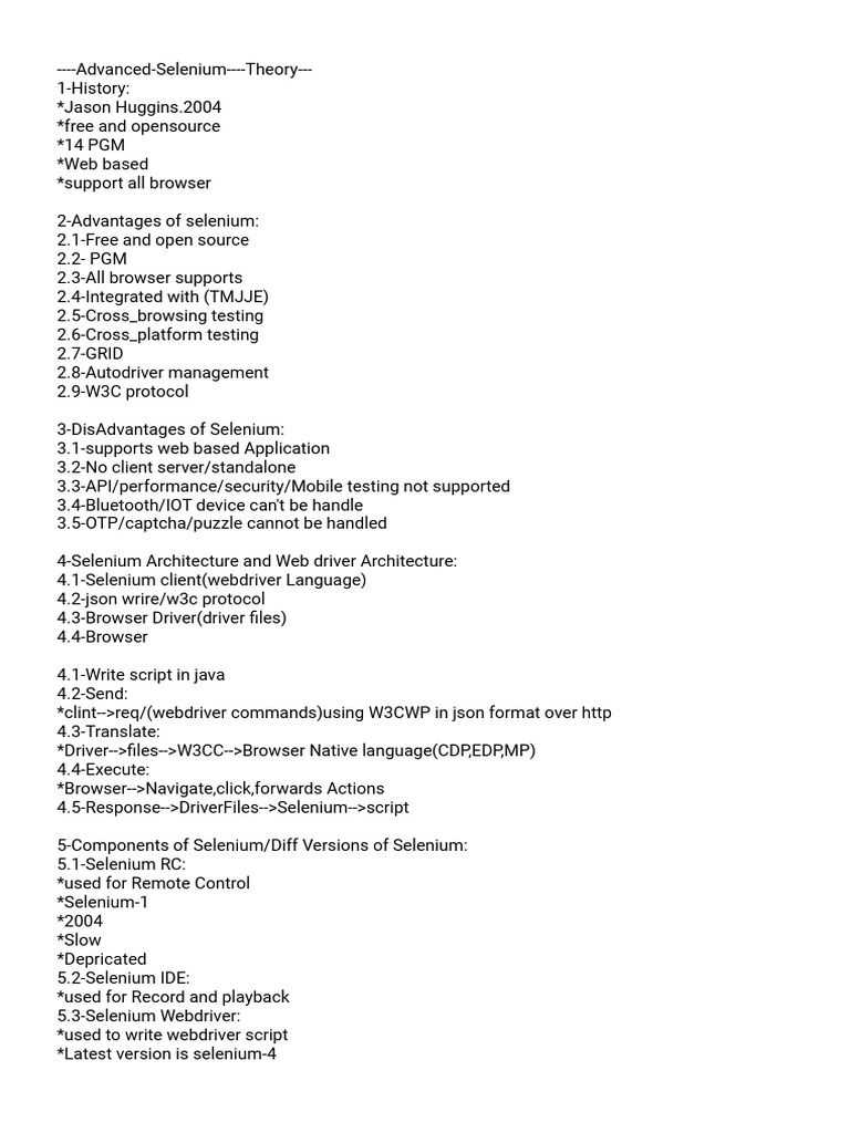 Advanced Selenium Notes | PDF | Selenium (Software) | Computer Programming