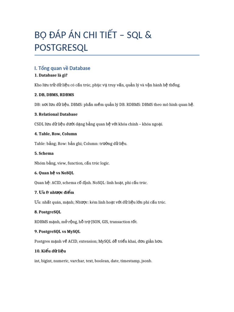 Bo Dap An SQL PostgreSQL | PDF