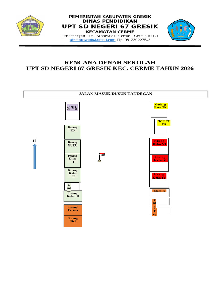 Denah Upt Sd Negeri 67 Gresik 2026 Ok | PDF