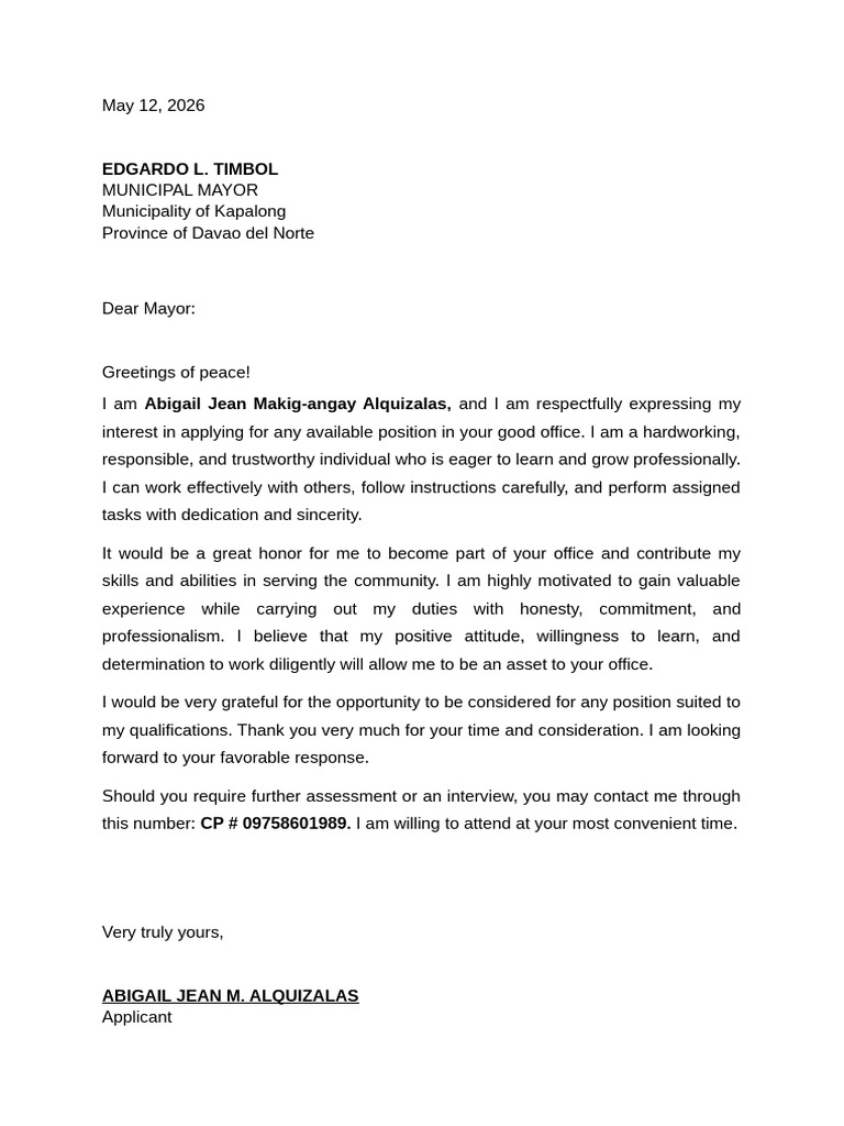 Application Letter | PDF