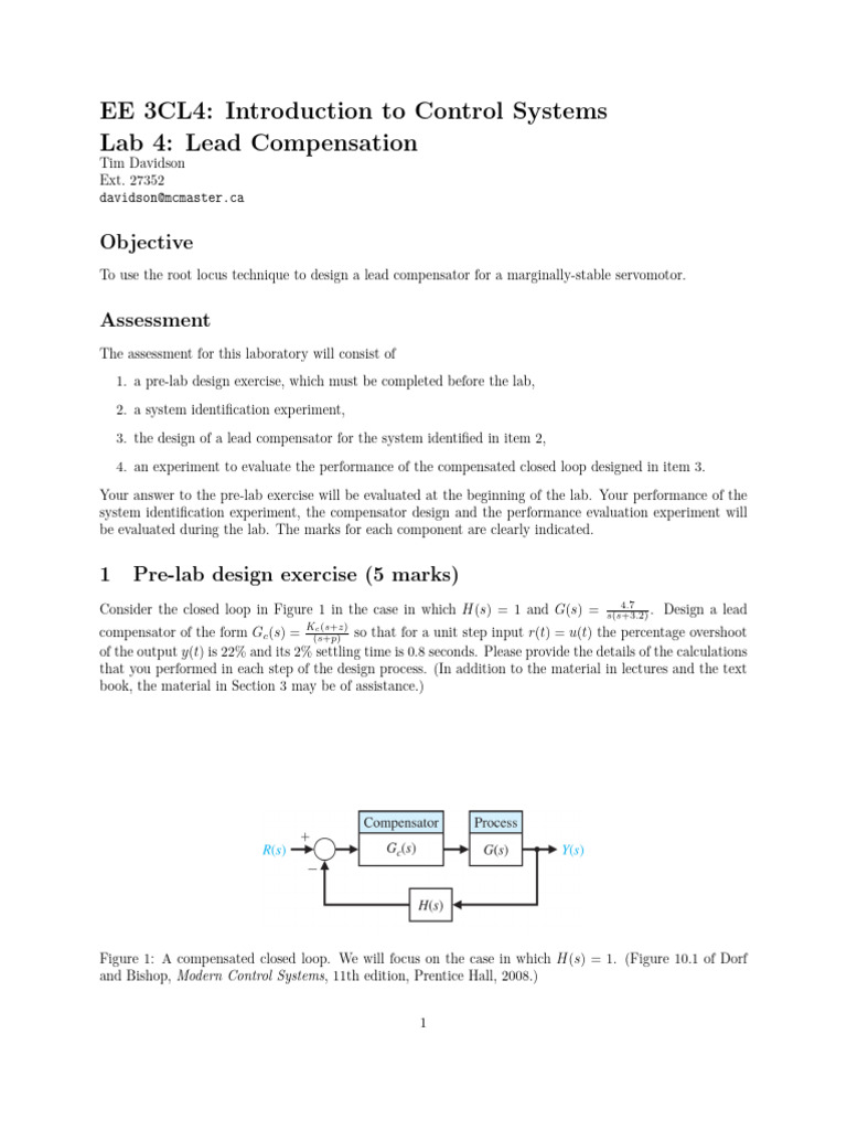 Lab4 Lead Control | PDF | Control Theory | Electrical Engineering