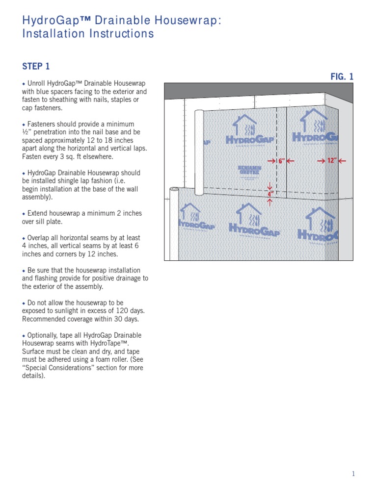 HydroGap Installation Instructions PDF Architectural Design