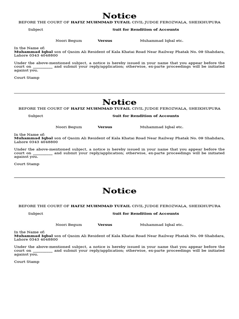 Notices | PDF | Legal Procedure | Civil Procedure
