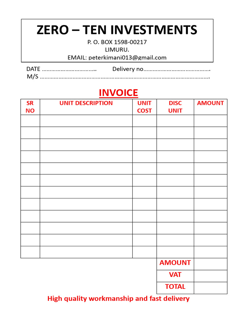 Zero Ten INVOICE | PDF