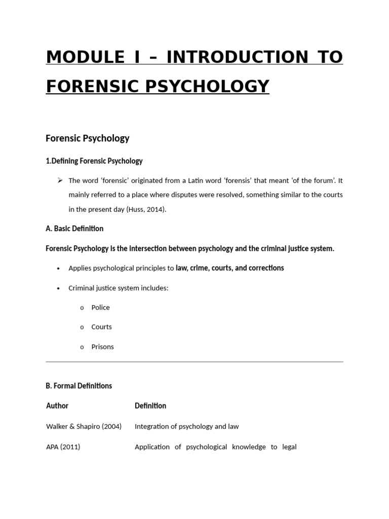 Introduction To Forensic Psychology | PDF