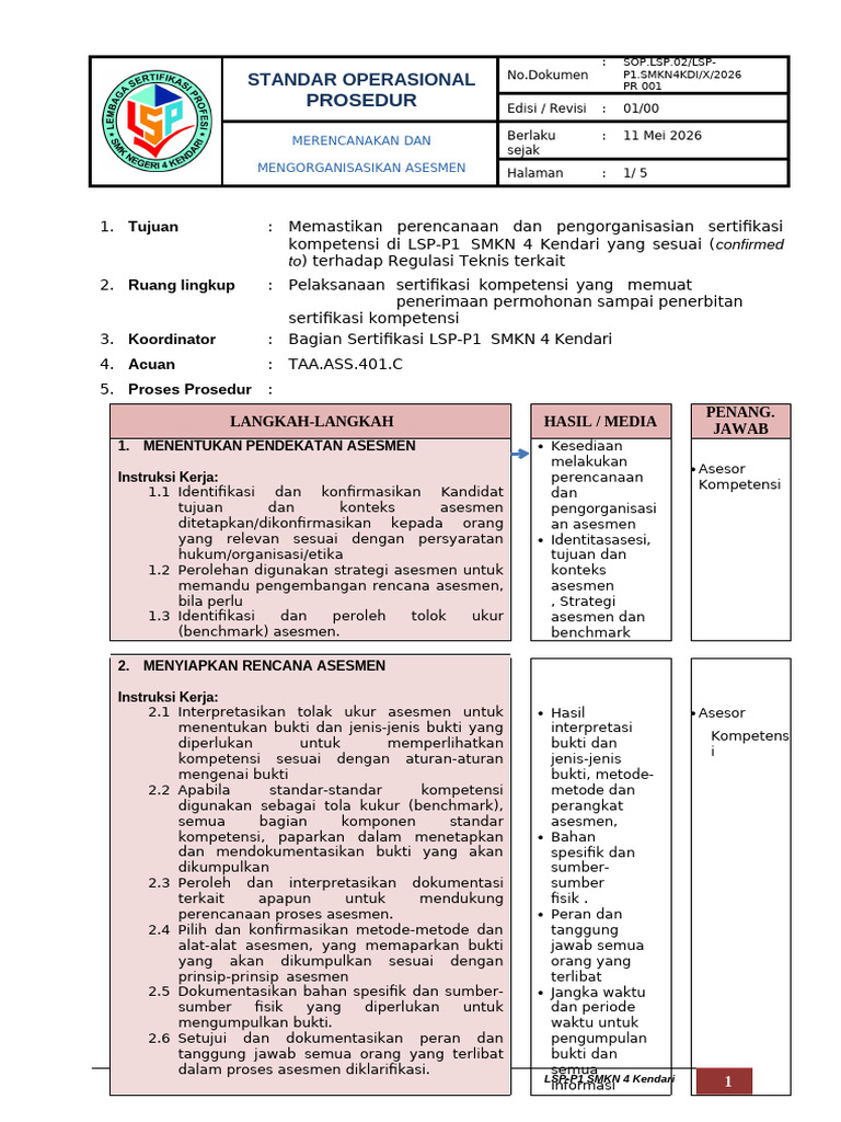 Contoh Pr 1 Merencanakan Mengorganisasikan Asesmen | PDF