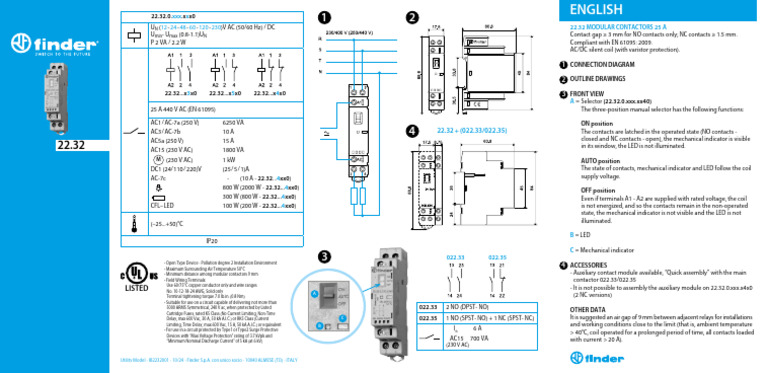 Finder 22 32 Installation Manual | PDF | Relay | Alternating Current