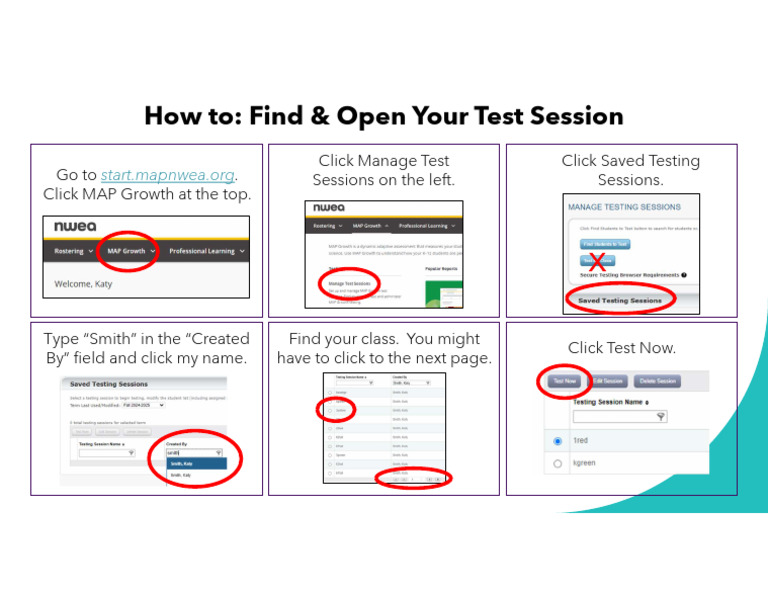 Photo Directions - How to Find & Open Your Test Session | PDF