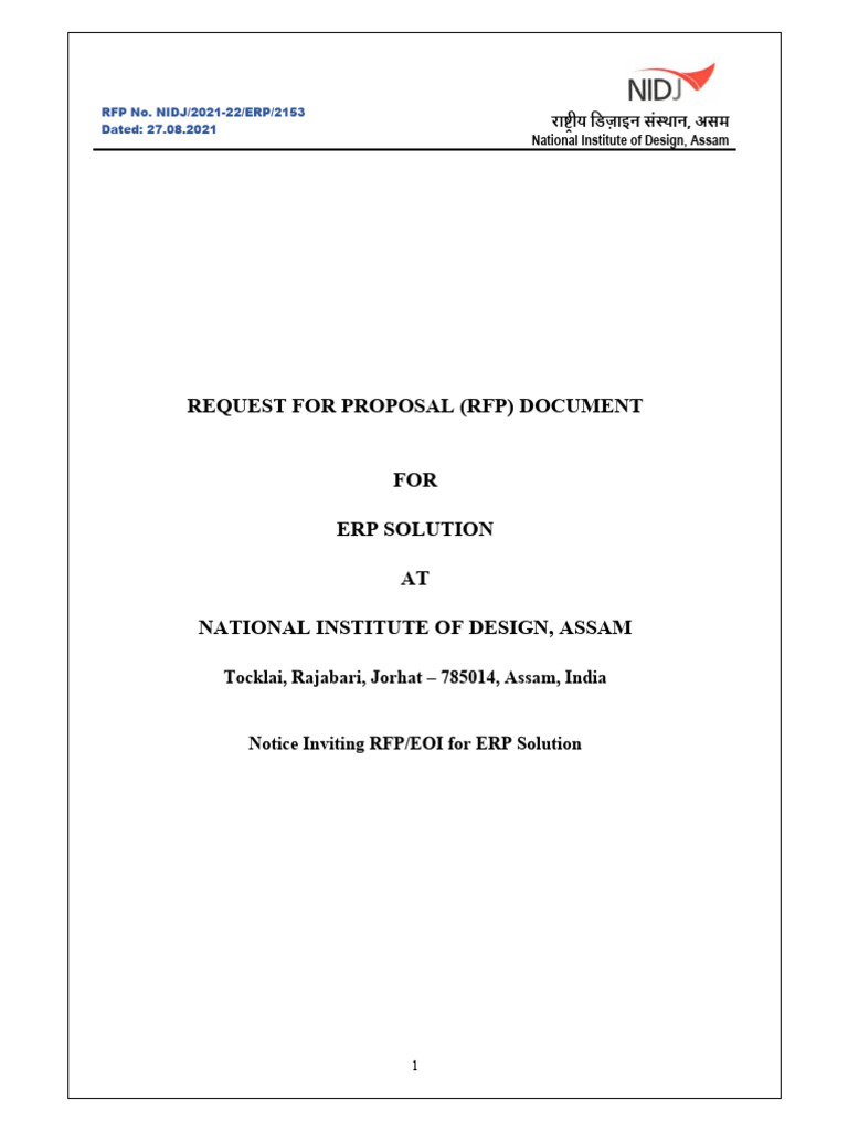 RFP ERP Implementation | PDF | Cloud Computing | Enterprise Resource ...