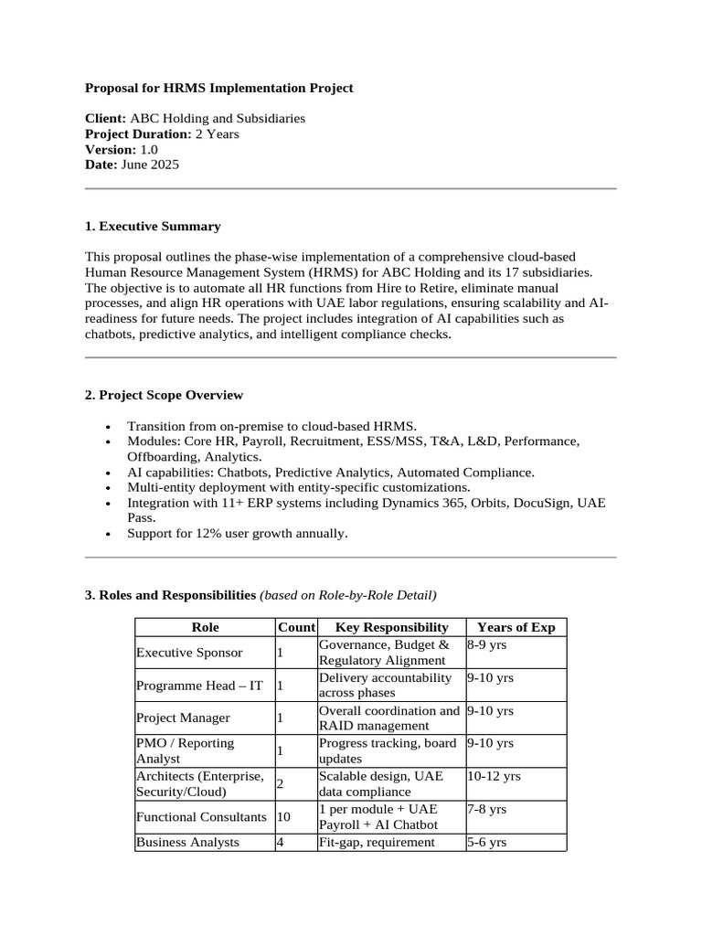 Sample HRMS implementation Proposal | PDF | Computing | Information ...