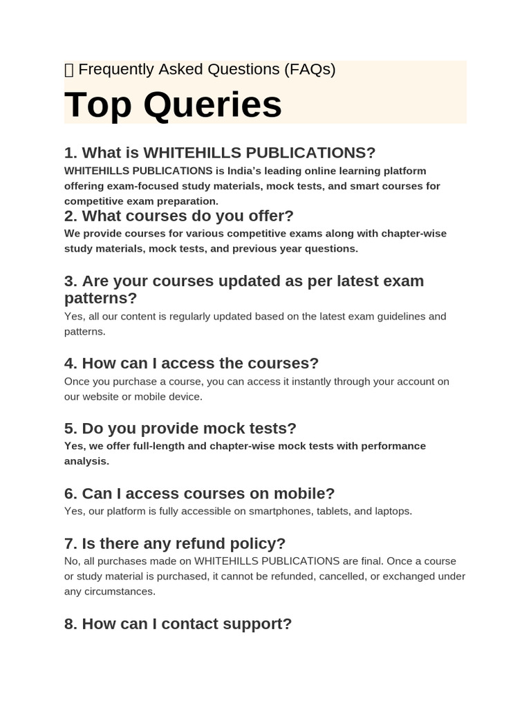 Frequently Asked Questions | PDF