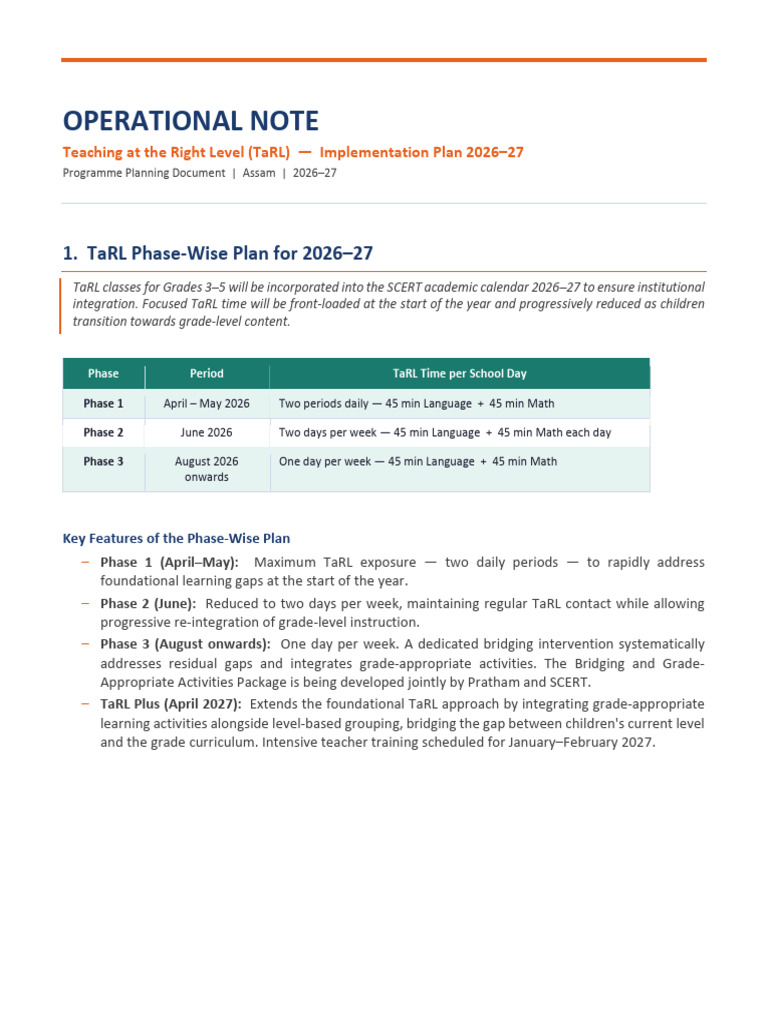 TaRL Operational Note | PDF
