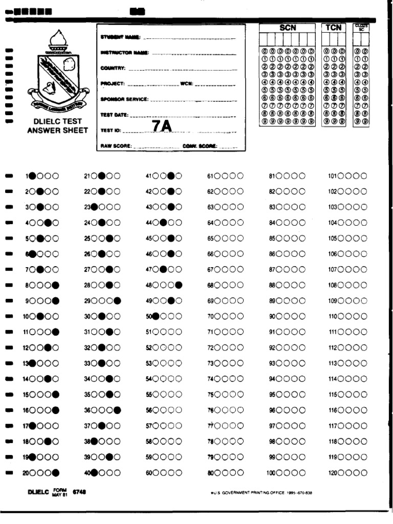 Answer Sheet A | PDF