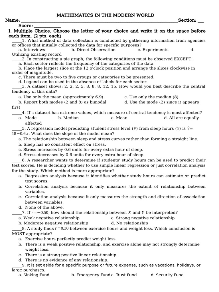 MMW Finals Long Quiz | PDF | Interest | Annual Percentage Rate