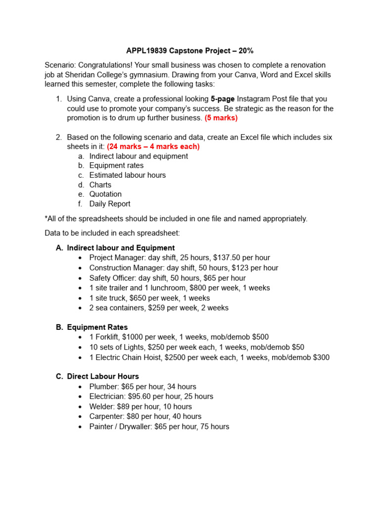 Capstone Project Assignment (APPL19839) | PDF