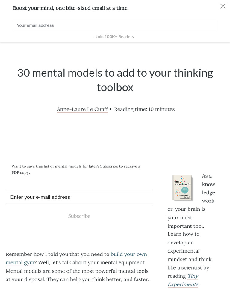 30 Mental Models to Add to Your Thinking Toolbox - Ness Labs | PDF ...