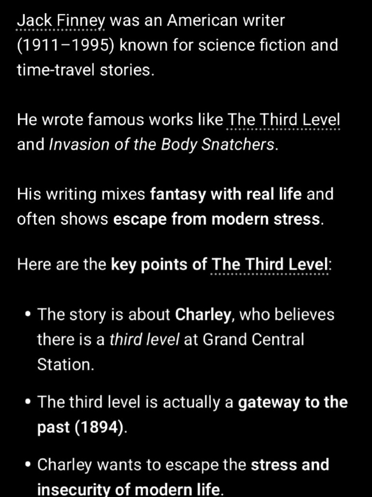 The Third Level Class 12 | PDF