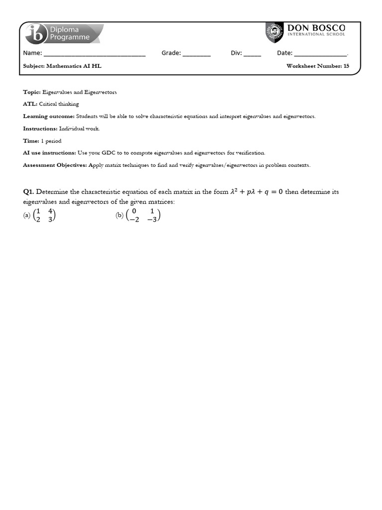 Eigenvalues and Eigenvectors | PDF