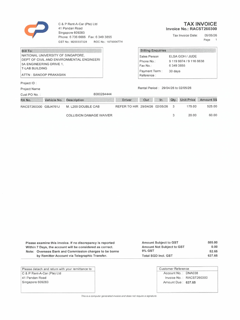 3) NUS (PO 8000284444) - invoice | PDF