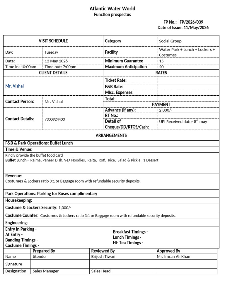 FP 39 Mr. Vishal Social | PDF | Lunch | Food And Drink