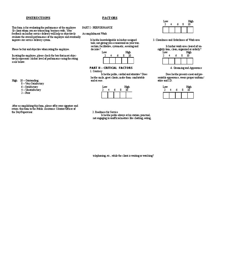 Employee Performance Evaluation Form | PDF
