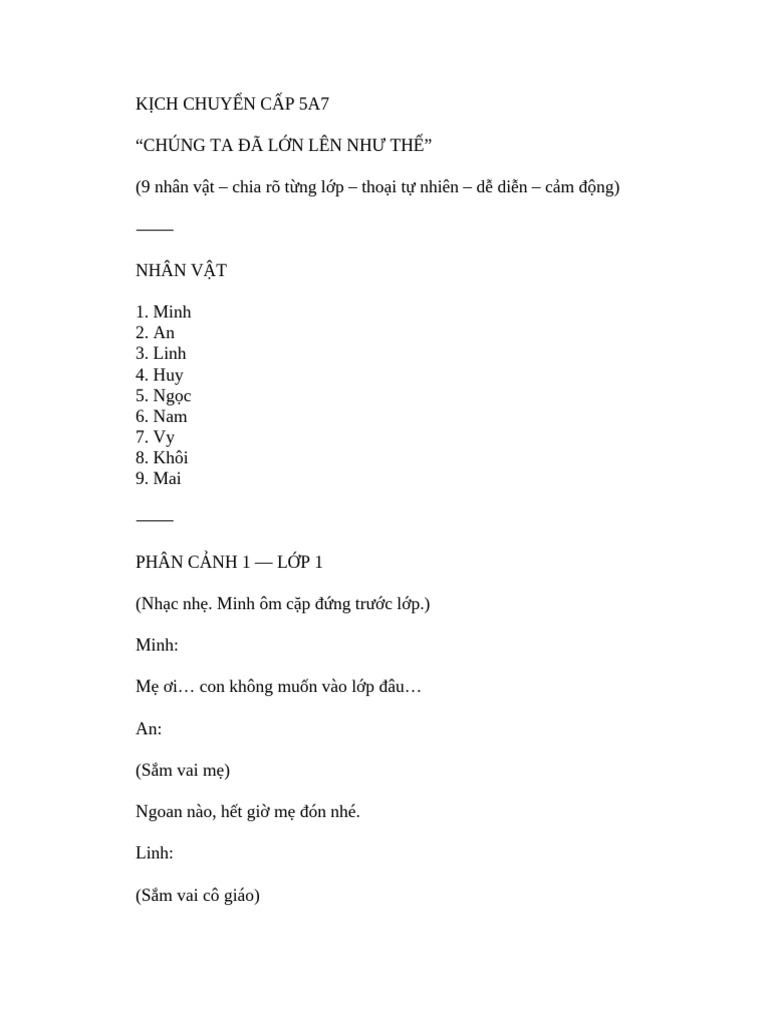 Kịch Chuyển Cấp 5a7 | PDF