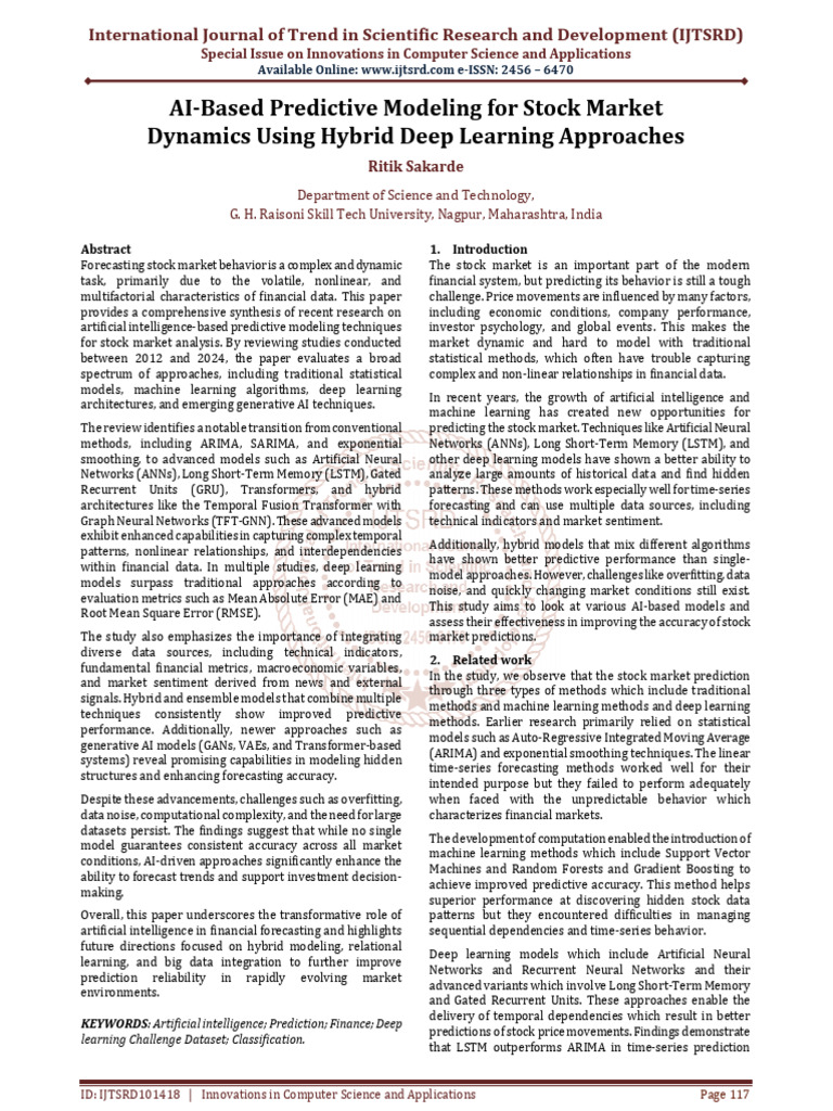AI Based Predictive Modeling for Stock Market Dynamics Using Hybrid ...