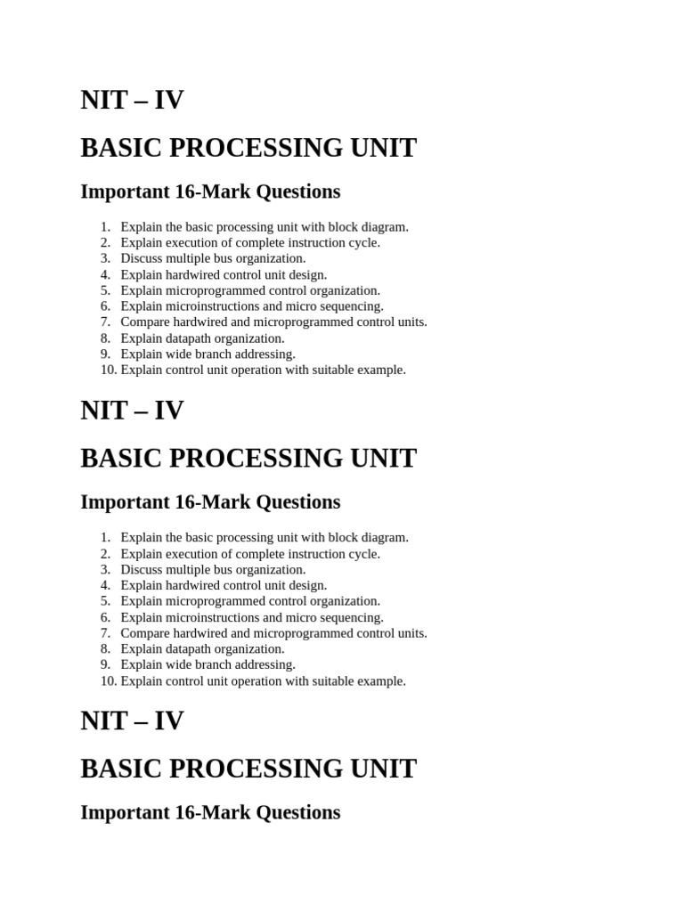 NIT Basic Processing Unit Notes | PDF | Computing | Computer Hardware