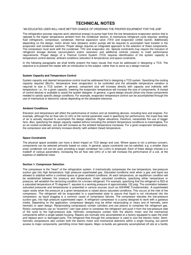 Technical Notes On Component Selection - 2 | PDF | Gas Compressor ...