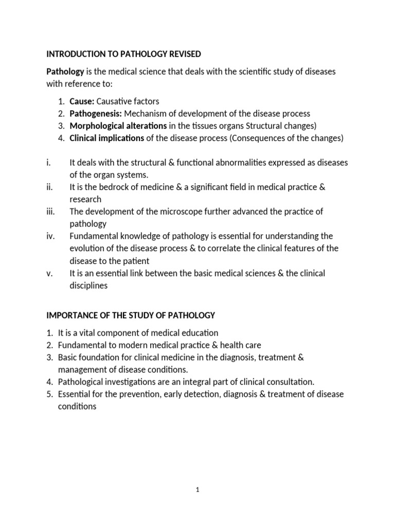Introduction To Pathology Revised | PDF | Pathology | Autopsy
