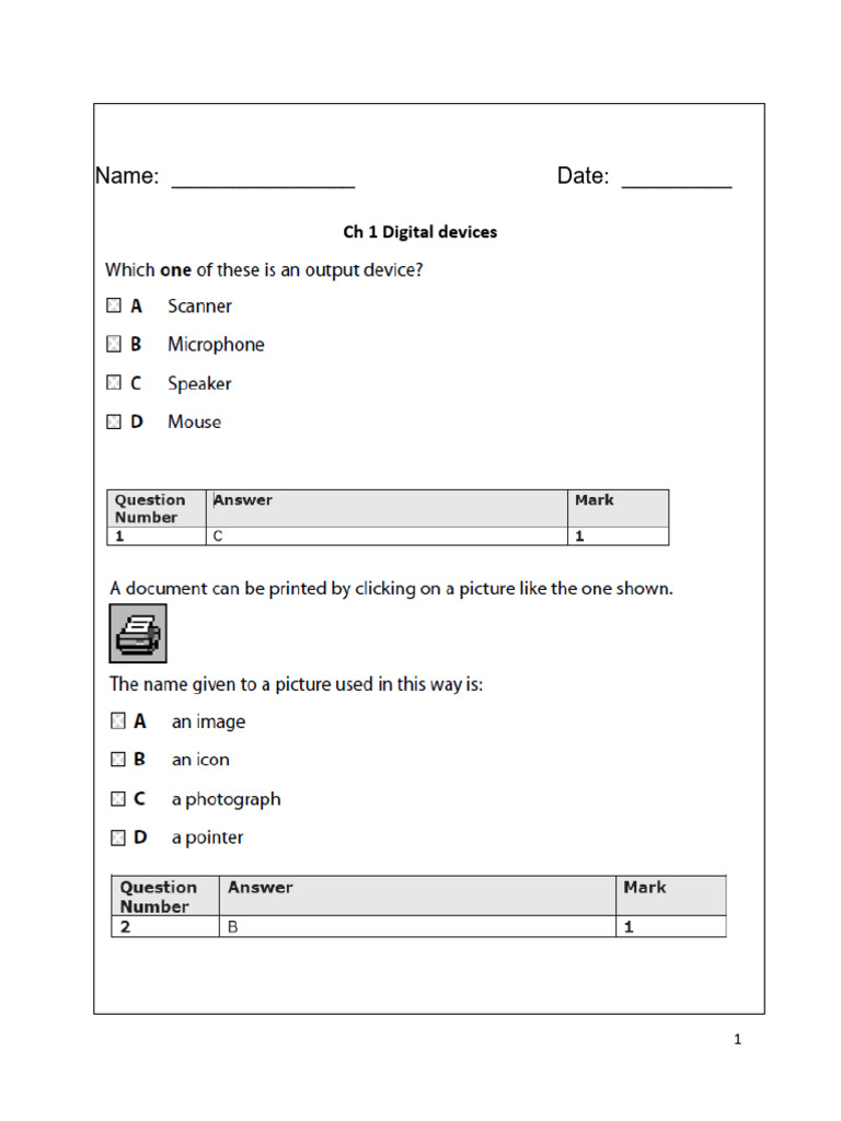 CH 1 - Digital Devices Past Paper Questions | PDF | Peripheral | Disk ...
