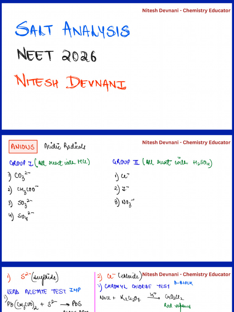 Salt Analysis Notes | PDF