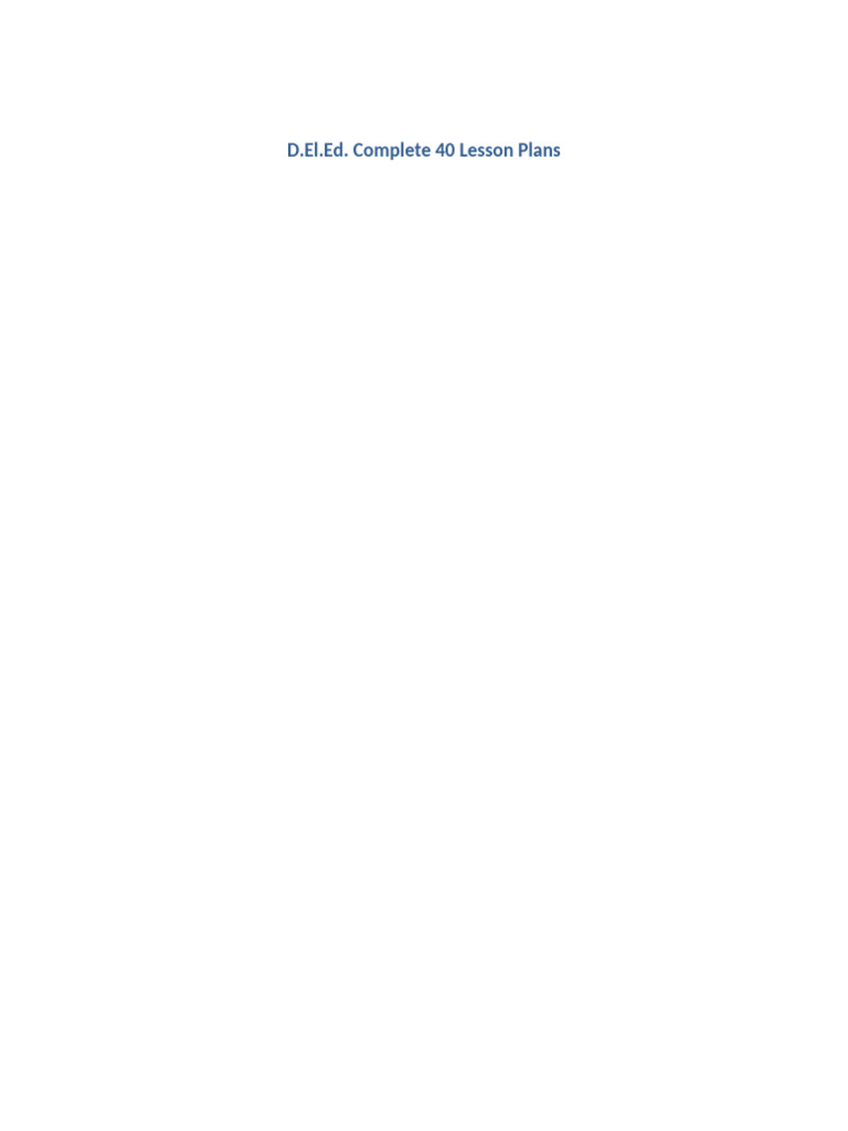 DElEd Lesson Plans Sample | PDF