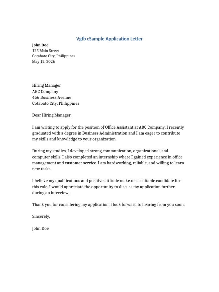 Sample Application Letter | PDF