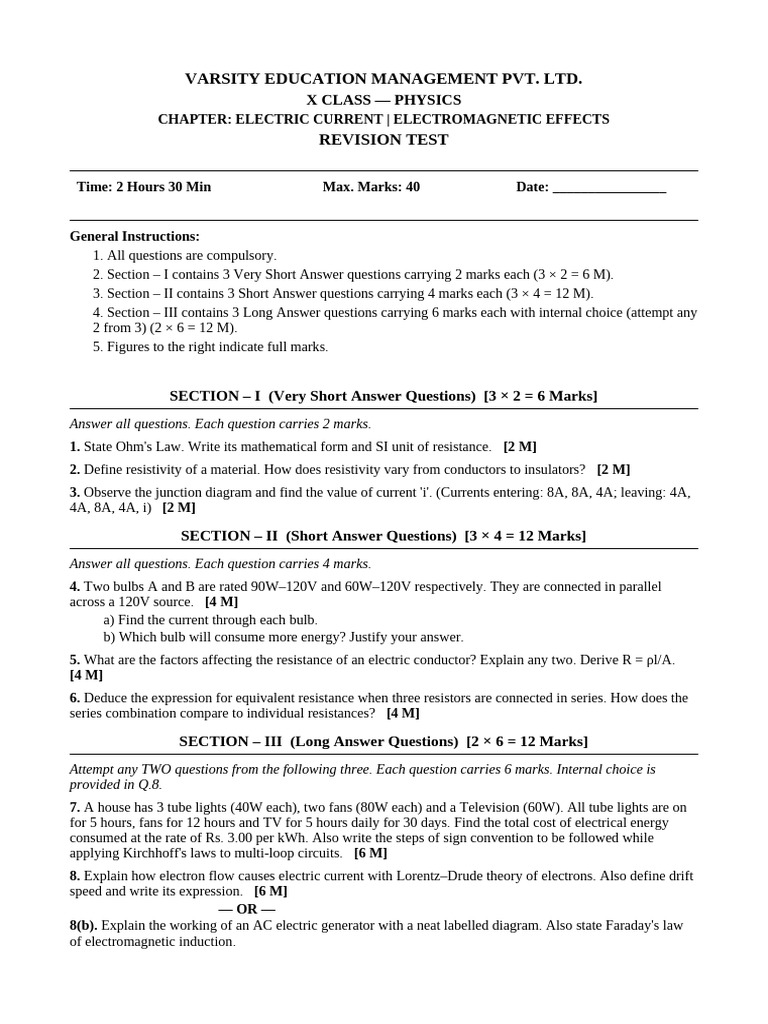 Physics Question Paper | PDF | Electromagnetic Induction | Electromagnetism