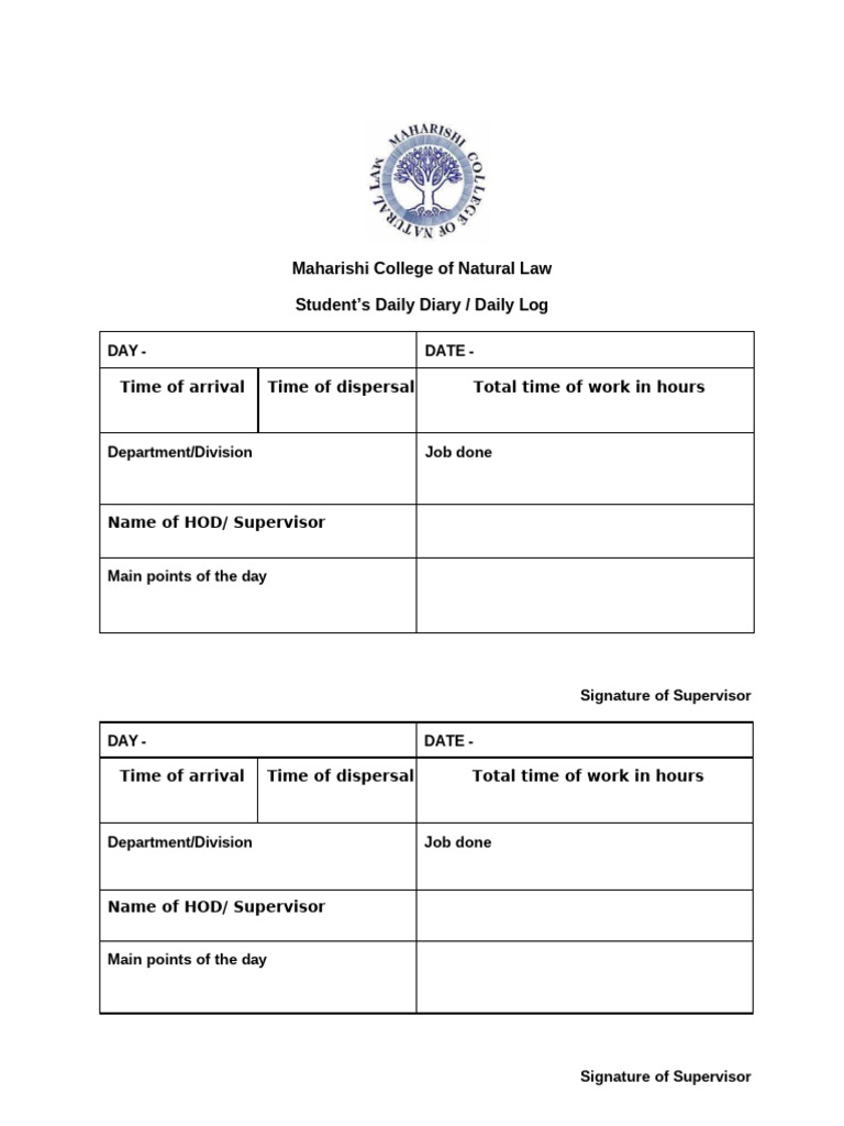 Internship Daily Diary Form-IV | PDF