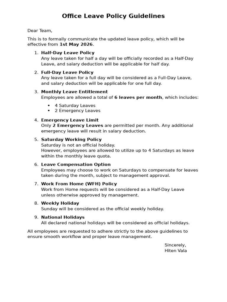 Leave Guidelines | PDF