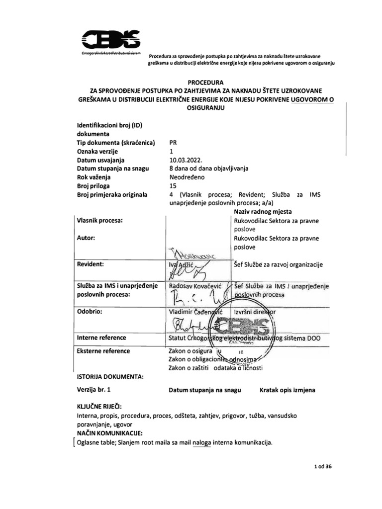 Procedura Za Sprovodjenje Postupka | PDF