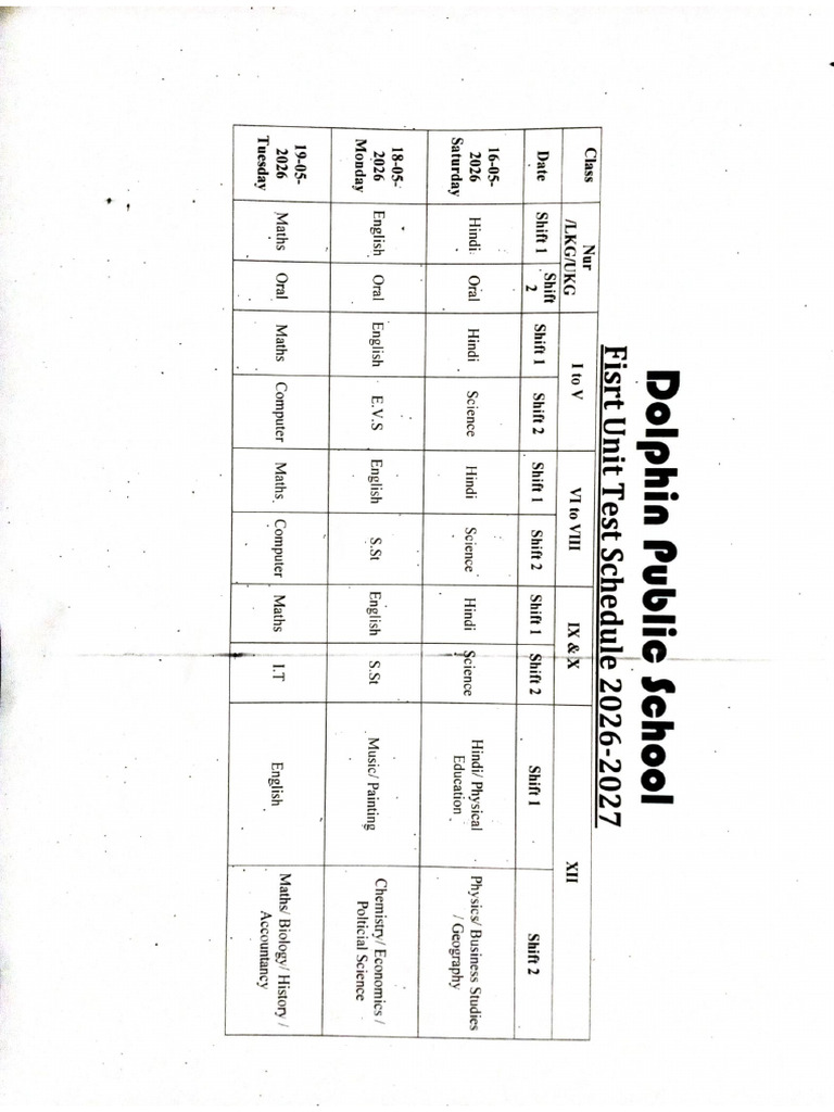 UT I Time Table | PDF