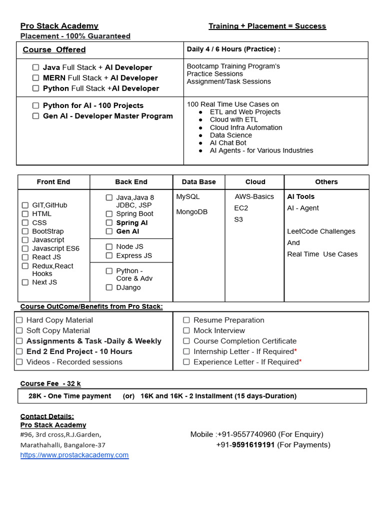 Course Details - Pro Stack Academy-AI | PDF | Software Engineering ...