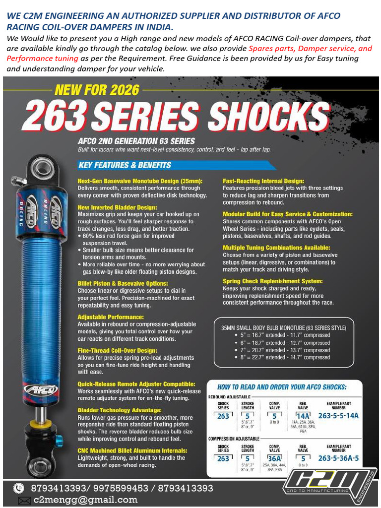 c2m Afco Racing Shocks 2026 | PDF
