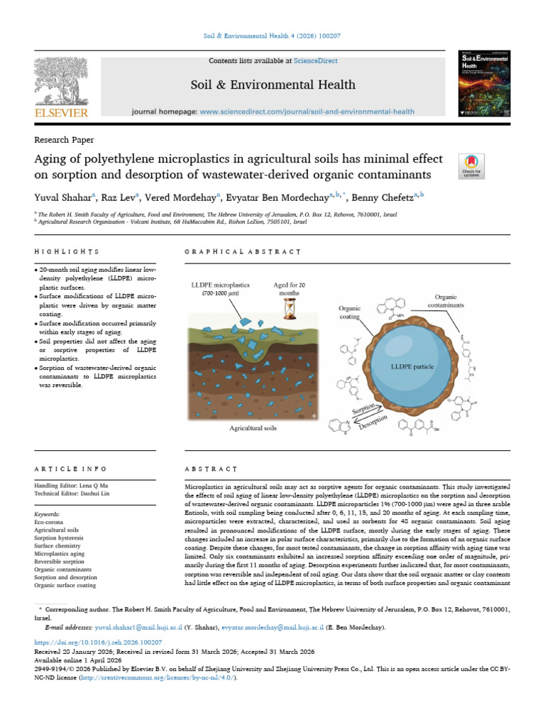 Aging of Polyethylene Microplastics in Agricultural Soils Ha 2026 Soil ...