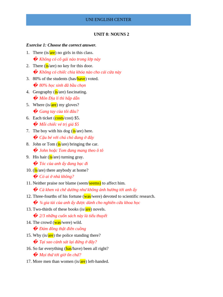 KEY UNIT 8 | PDF