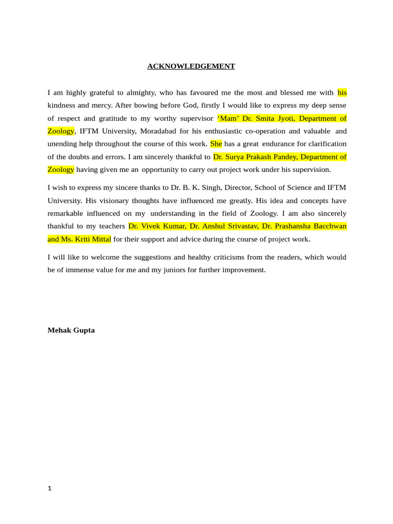 Acknowledgemet Format | PDF