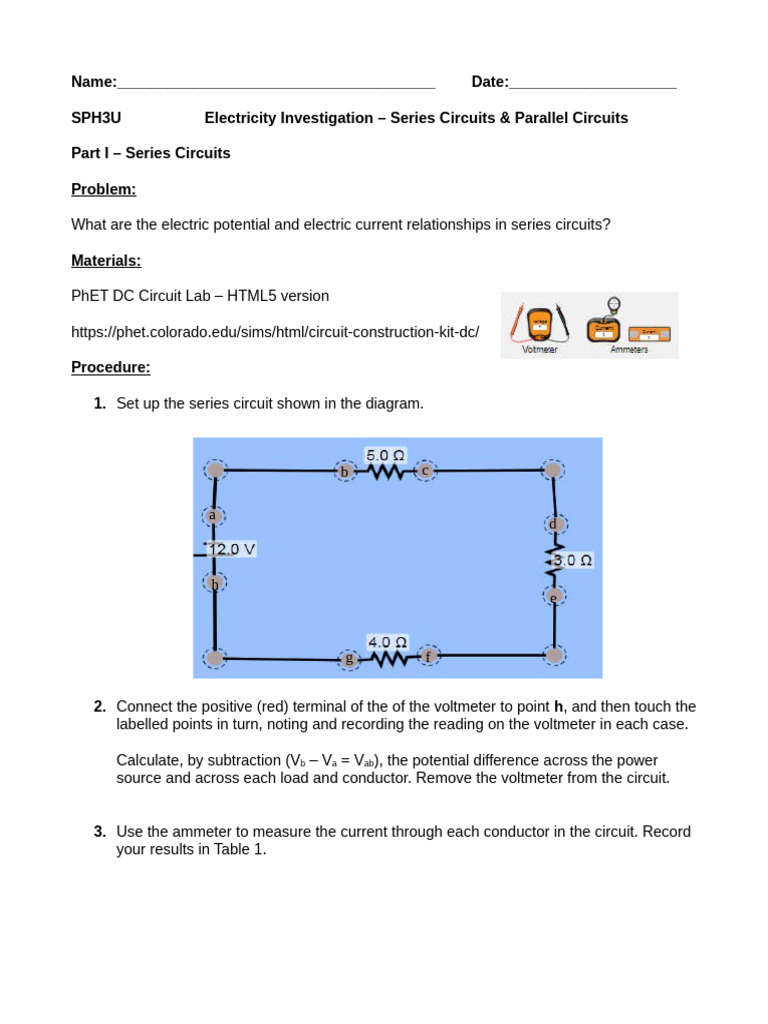 Series & Parallel Circuits PhET Lab | PDF | Voltage | Series And ...