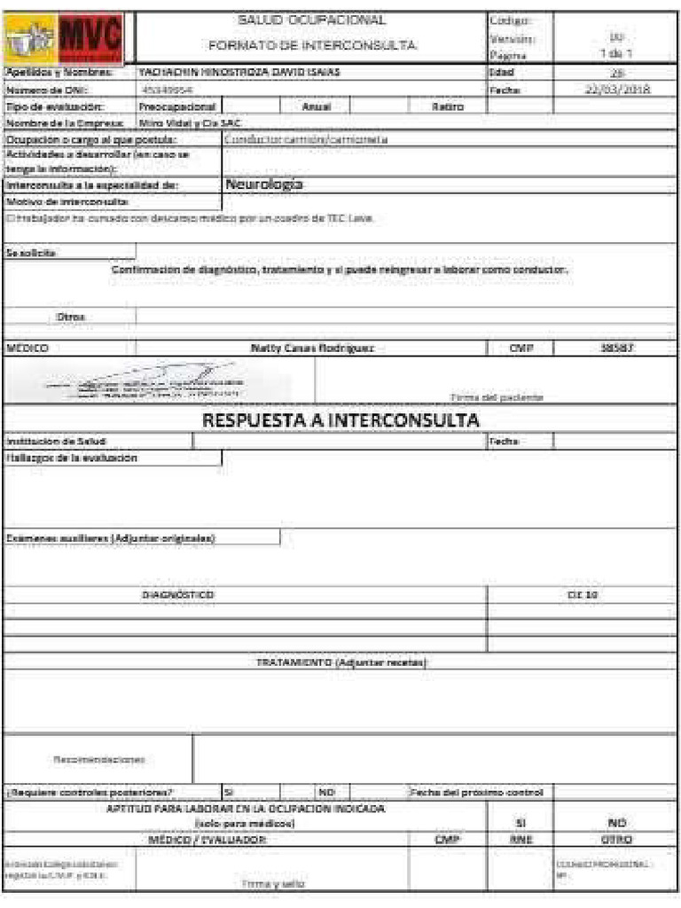 Formato de Interconsulta | PDF
