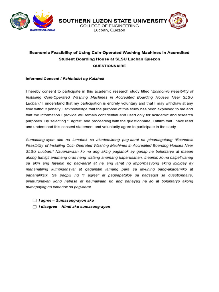 Case Study Questionnaire | PDF | Washing Machine | Laundry