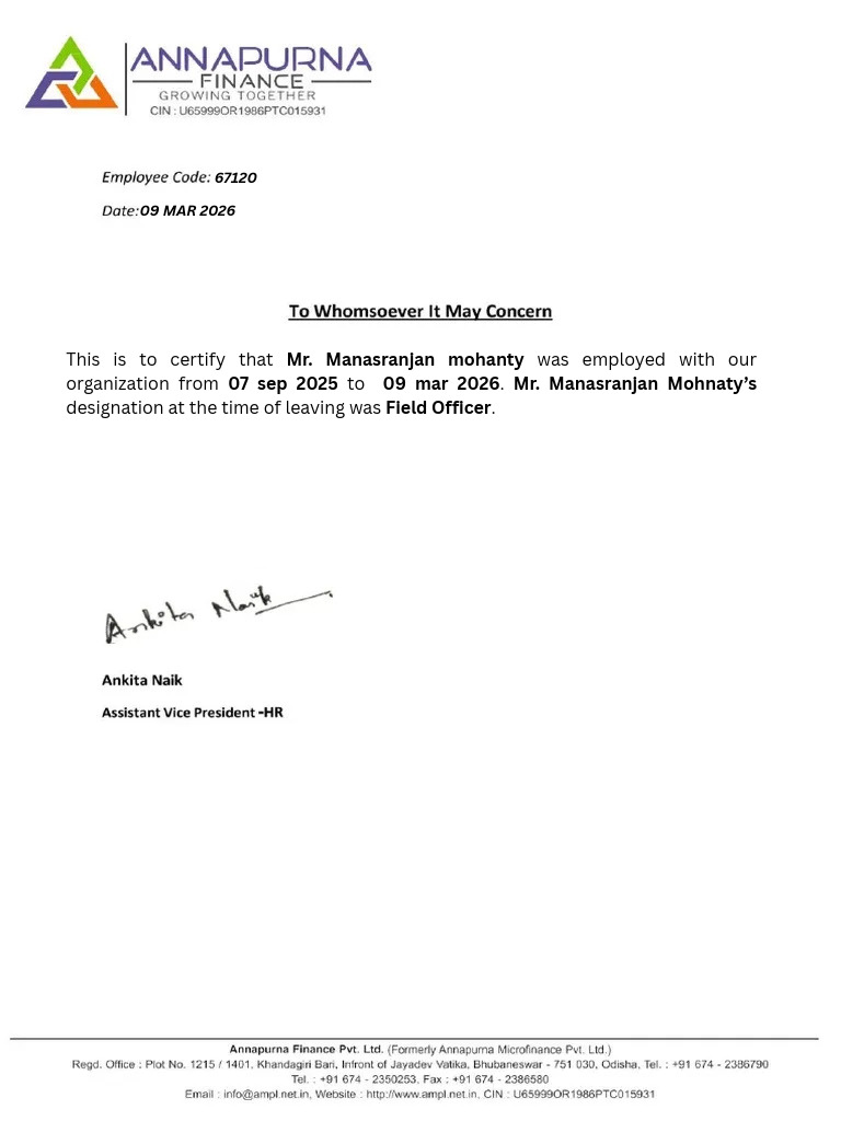 AFPL67120 Experience Letter.pdf (1) | PDF
